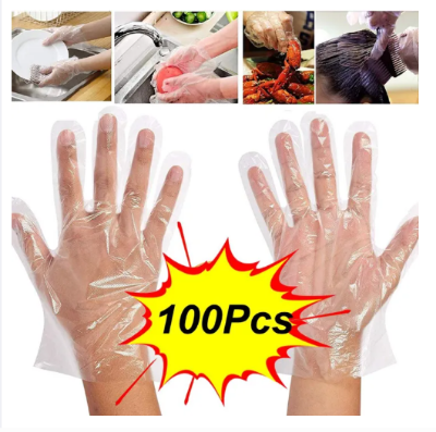 Picture of 50 Pair (100pes) Washable Hand Gloves/ One Time Hand Poly Gloves For Hand Safety From Germs - Hand Gloves - Hand Gloves - White - 4XL