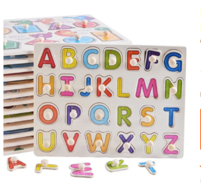 Picture of Montessori English Alphabet Wooden Peg Puzzle Board Educational Smart Toy For Children - Puzzle Toy For Kids