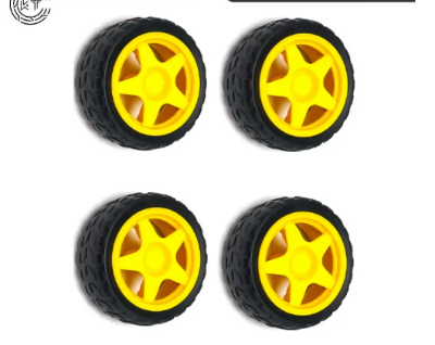 Picture of Robotic Wheel 65x25mm Smart RC Car Robot Wheel for DC 3V-6V Drive Gear Motor ( 4 Pcs), Yellow Plastic Robotics Wheel With Durable Rubber Tier Robotic Wheel, for Arduino DIY Project.