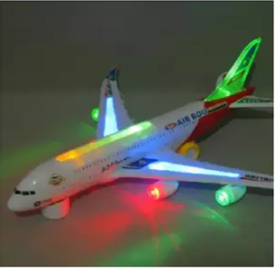 Picture of Music And Lighting auto moving Airplane B1 White color toy for kids. - Multicolor