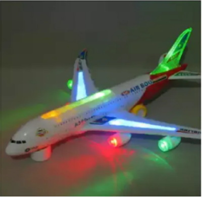 Picture of Music And Lighting auto moving Airplane B1 White color toy for kids. - Multicolor