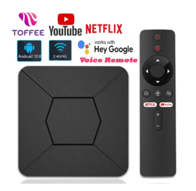 Picture of Android tv box 4k - Q5 Android 10 - 2GB ram 8GB Storage WiFi Bluetooth Voice Remote IPTV compatible - Black