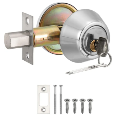 Picture of Sliver Copper Creek Single Cylinder Deadbolt Key Lock, Keyed Entry Door Knob Anti-Theft Exterior Door Hardware - Silver