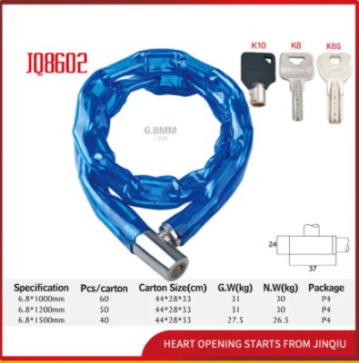 Picture of Bicycle Chain Lock - Blue - Secure Lock For Bike Security - Featuring A Sturdy Chain Design And A Blue Color For Added Style And Visibility - Blue
