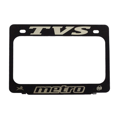 Picture of TVS  Metro bike Stainless Steel Number plate / License plate Frame or Holder With Laser Marking Bike Name color Family-Black