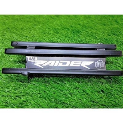 Picture of TVS Raider 125 Silencer Cover Silencer Guard Silencer  Protector Black Metal Box Khacha With Laser print Bike Name