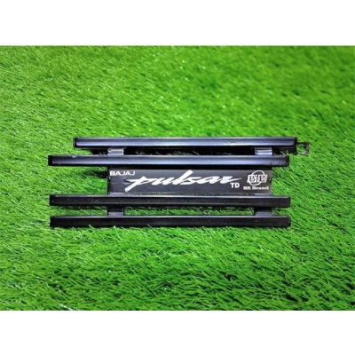 Picture of Bajaj  Pulsar Double Disc Silencer Cover  Black  Metal  Box Khacha With Laser print Bike Name