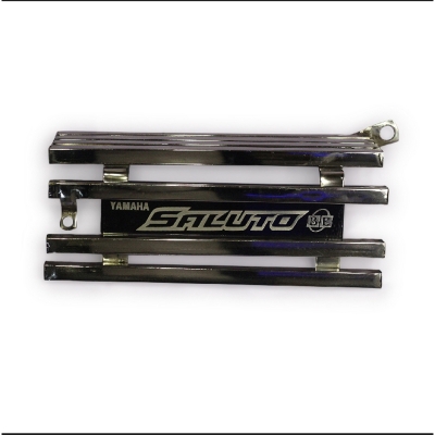 Picture of Premium Quality Yamaha Saluto 125 Bike Stainless Steel Silencer cover Box khacha with Laser Print Bike Name