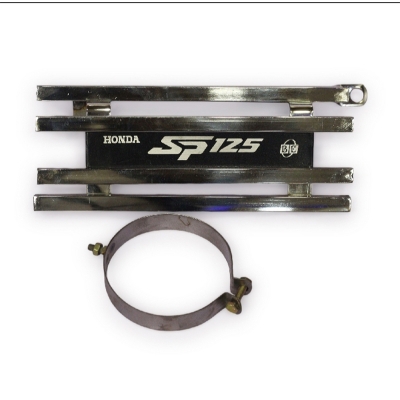 Picture of Premium Quality Honda SP 125 Stainless  Steel silencer Cover  Box khacha With Laser  Print Bike Name