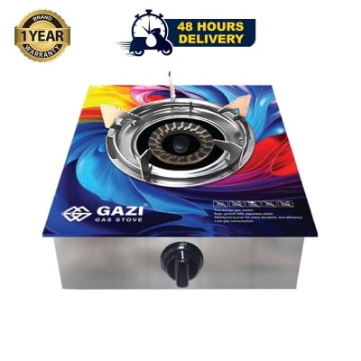 Picture of Gazi Gas Stove SGT-101 - Single Burner with Quality Tempered GlassHigh-Quality Auto Pulse Ignition Start & Smoke-Free Blue Flame (LPG)