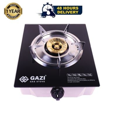 Picture of Gazi Gas Stove Single Burner GST118C - with Quality Tempered GlassHigh-Quality Auto Pulse Ignition Start & Smoke-Free Blue Flame (LPG)