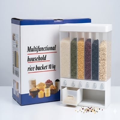 Picture of 10KG Multi Functional Household Rice Storage Bucket with Multi Grain Dispenser