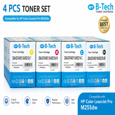 Picture of B-Tech 206A/207A 4 PCS Toner Set with Chip for HP Color LaserJet Pro M255dw
