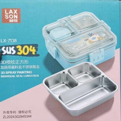 Picture of Laxson 3 Compartment 304 Grade Stainless Steel Lunch Box