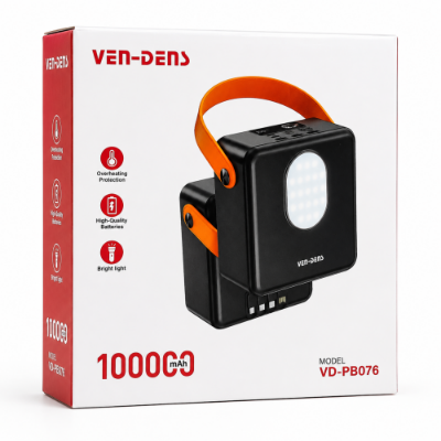 Picture of VEN-DENS VD-PB076 10,0000mAh High-Capacity Power Bank with Built-in Bright Light