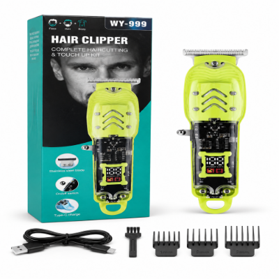 Picture of WY-999 Transparent LED Hair Clipper Rechargeable Type-C Trimmer