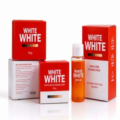 Picture of White White Skin Care Combo Pack | Booster Cream 50g + Orange Soap 65g + Serum