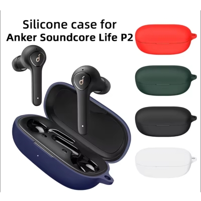 Picture of Soundcore Life P2 Only cover Premium Artificial Carrying cover Shockproof Earbuds Protective Cover Box For Buds Soft Silicone Bluetooth Headphone Cover-Black