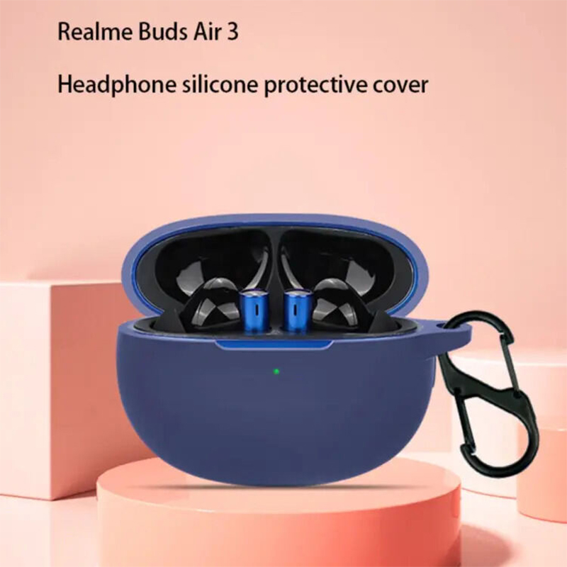 Picture of Realme Buds Air 3 Only cover Premium Artificial Carrying cover Shockproof Earbuds Protective Cover Box For Buds Soft Silicone Bluetooth Headphone Cover
