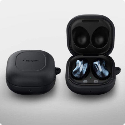 Picture of Samsung Buds 2 Only cover Premium Artificial Carrying cover Shockproof Earbuds Protective Cover Box For Buds Soft Silicone Bluetooth Headphone Cover-Black