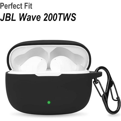 Picture of JBL Wave 200 TWS Only cover Premium Artificial Carrying cover Shockproof Earbuds Protective Cover Box For Buds Soft Silicone Bluetooth Headphone Cover-Black