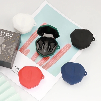 Picture of Haylou G3 Only cover Premium Artificial Carrying cover Shockproof Earbuds Protective Cover Box For Buds Soft Silicone Bluetooth Headphone Cover-Black