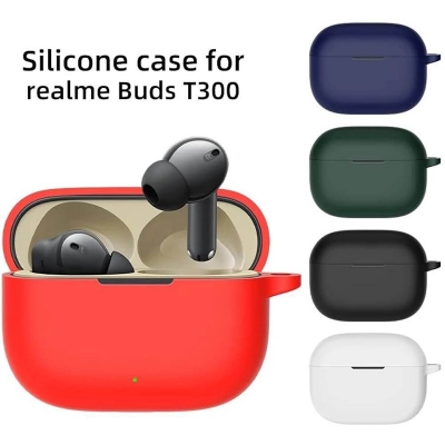 Picture of Realme Buds T300 Premium Shockproof Silicone Protective Case for Earbuds_ Soft and Durable Bluetooth Headphone Cover-Black