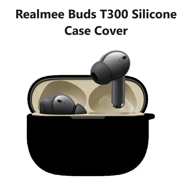 Picture of Realme Buds T300 Premium Shockproof Silicone Protective Case for Earbuds_ Soft and Durable Bluetooth Headphone Cover-Black