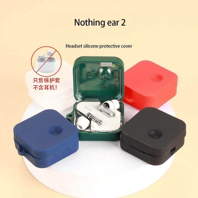 Picture of Nothing Ear 2 Only cover Premium Artificial Carrying cover Shockproof Earbuds Cover Box For Buds Soft Silicone Bluetooth Headphone Cover-Black