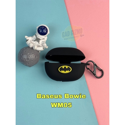 Picture of Baseus Bowie WM05 Batman Edition Only cover Premium Artificial Carrying cover Shockproof Earbuds Protective Cover Box For Buds Soft Silicone Bluetooth Headphone Cover-Black