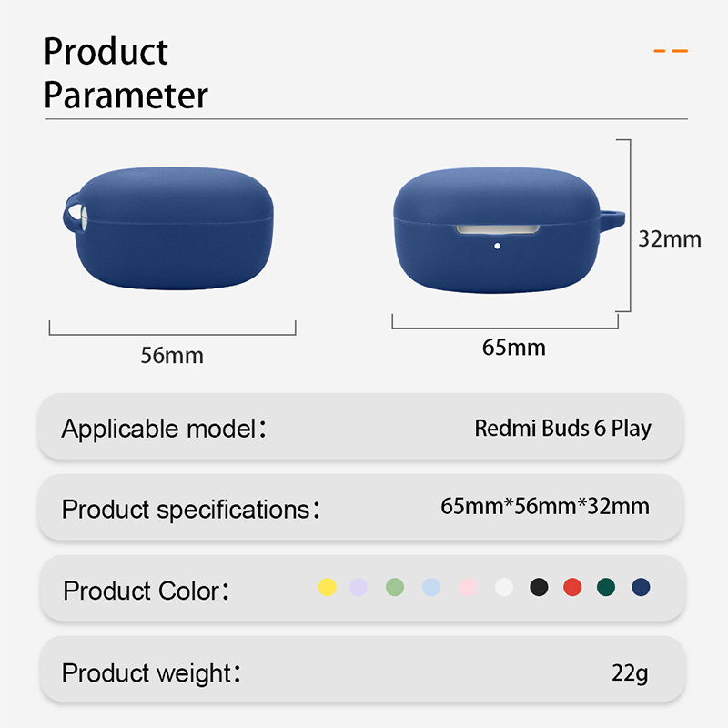 Picture of Redmi Buds 6 Play Only cover Premium cover Shockproof Earbuds Protective Cover For Buds Soft Silicone Bluetooth Headphone Cover-Black