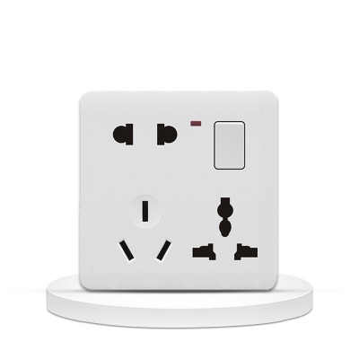 Picture of 5 Pin Multi Function Universal Wall Switch Socket - Universal Socket-White