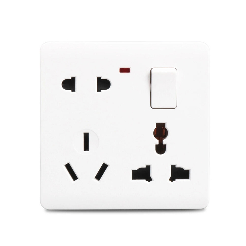 Picture of 5 Pin Multi Function Universal Wall Switch Socket - Universal Socket-White