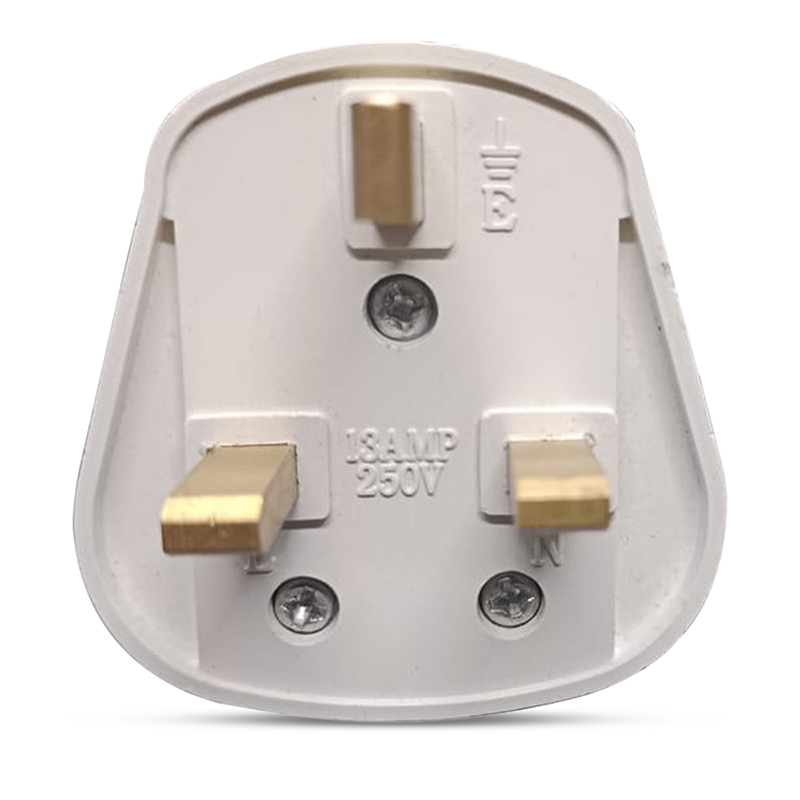Picture of 13A 3 Pin Flat Plug Premium Quality White Connector Cord Adapter Electrical AC Power 3Pin-White