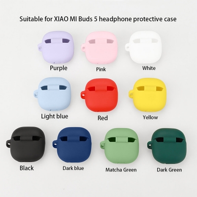 Picture of Xiaomi Buds 5 Only cover Premium Artificial Carrying cover Shockproof Earbuds Protective Cover Box For Buds Soft Silicone Bluetooth Headphone Cover-Black