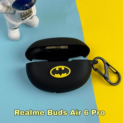 Picture of Realme Buds Air 6 Pro Batman Edition Only cover Premium Artificial Carrying cover Shockproof Earbuds Protective Cover Box For Buds Soft Silicone Bluetooth Headphone Cover-Black