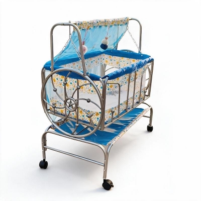 Picture of Stainless Steel Dolna Bed For New Born Baby A Cozy Nest Cradle model no SS-570 SPLENDER dolna bed with mosquito net Bacchader Dolna Baby Dolna