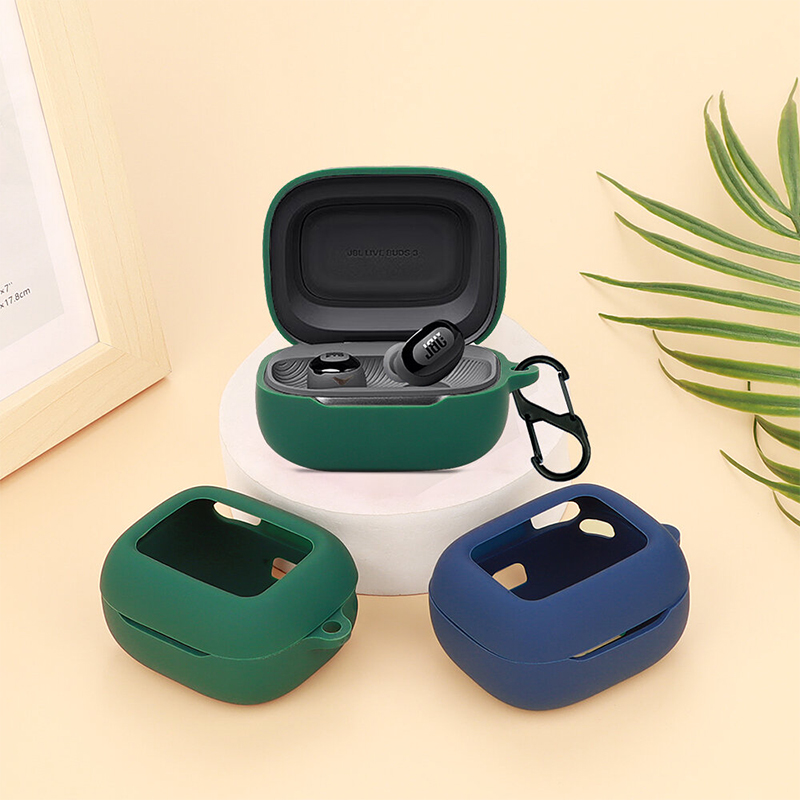Picture of JBL Live Buds 3 Only cover Premium Artificial Carrying cover Shockproof Earbuds Protective Cover Box For Buds Soft Silicone Bluetooth Headphone Cover-Black