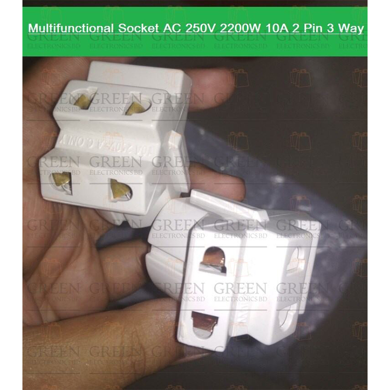 Picture of Electrical Multifunctional Socket AC 250V 2200W 10A 2 Pin 3 Way Multi Socket EU Male Plug To Multi Socket Converter 2 Pin Male Plug With 3 Point Socket Plug Connectors-Black
