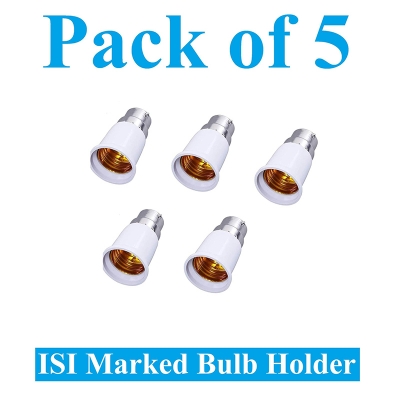 Picture of 5 Pcs Bulb Base Socket (E27 To B22) Converter Adaptor-White