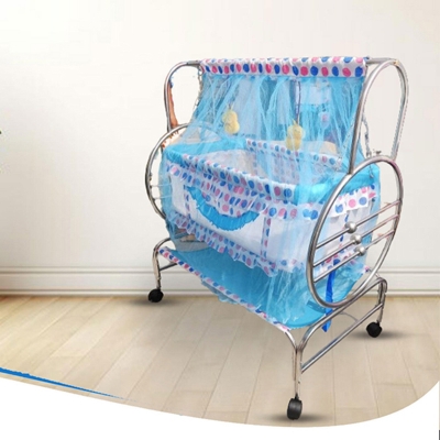 Picture of Stainless Steel Dolna Bed For New Born Baby A Cozy Nest Cradle model no SS 501 With Support dolna bed with mosquito net Bacchader Dolna Baby Dolna