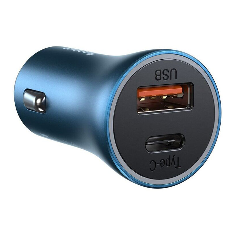 Picture of Baseus 40W Golden Contactor Pro Dual Quick Charger Car Charger USB+Type C-Blue