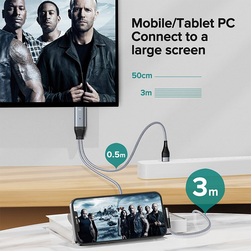 Picture of JOYROOM Iphone/Ipad to TV Lightning 4K HDMI Cable 3M-