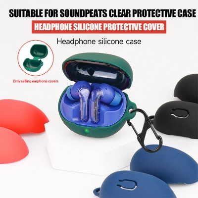 Picture of SoundPeats Clear Only cover Premium Artificial Carrying cover Shockproof Earbuds Protective Cover Box For Buds Soft Silicone Bluetooth Headphone Cover-Black