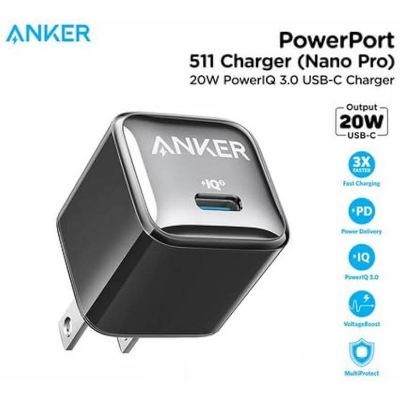 Picture of Anker 511 Nano Pro 20W PIQ 3.0 Durable Compact Fast USB C Charger-Black