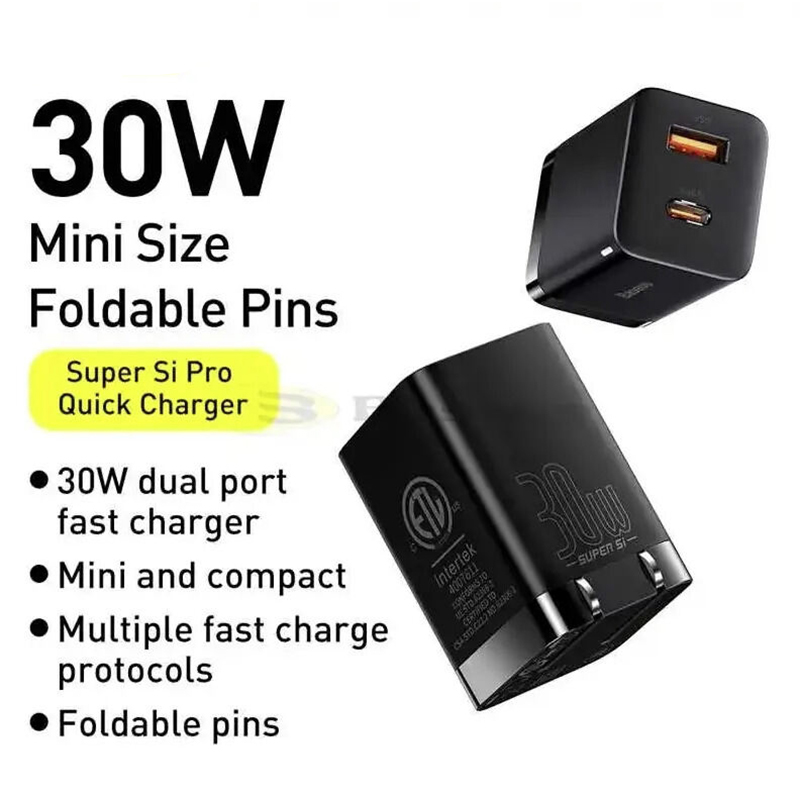 Picture of Baseus Super Si Pro Quick Charger C+U 30W US - Black-Black