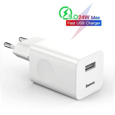 Picture of Baseus 24W Quick Charge 3.0 USB Charger QC3.0 Wall Mobile Phone-White