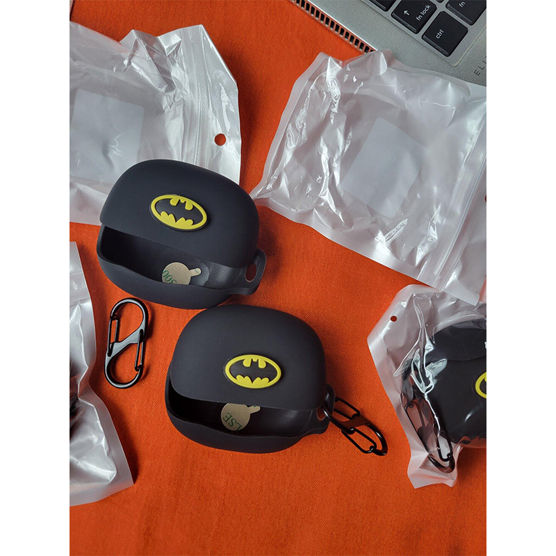 Picture of QCY Melobuds N50 Batman Edition Only cover Premium Artificial Carrying cover Shockproof Earbuds Protective Cover Box For Buds Soft Silicone Bluetooth Headphone Cover-Black