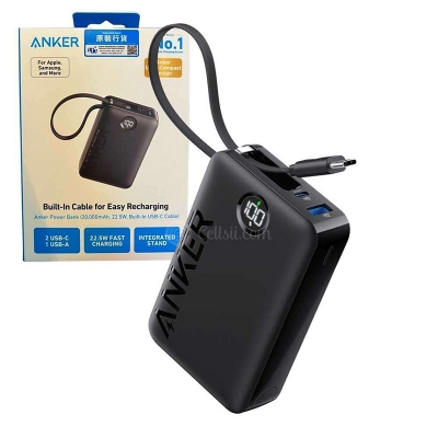 Picture of Anker A1647 Powercore 20000mAh 22.5W with Built-In USB-C Cable-Black