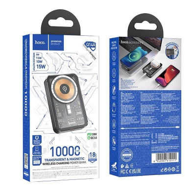 Picture of Hoco Q14A Transparent 2in1 Magnetic Power Bank 10000mAh for iPhone-Black